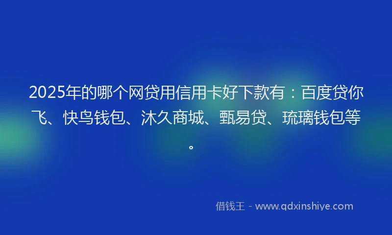2025年的哪个网贷用信用卡好下款有：百度贷你飞、快鸟钱包、沐久商城、甄易贷、琉璃钱包等。