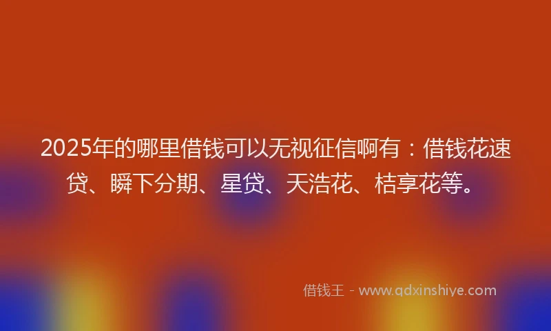 2025年的哪里借钱可以无视征信啊有：借钱花速贷、瞬下分期、星贷、天浩花、桔享花等。