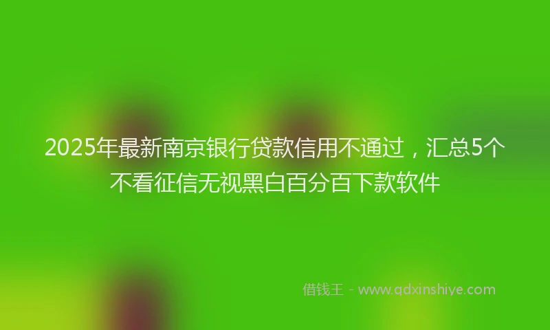 2025年最新南京银行贷款信用不通过，汇总5个不看征信无视黑白百分百下款软件