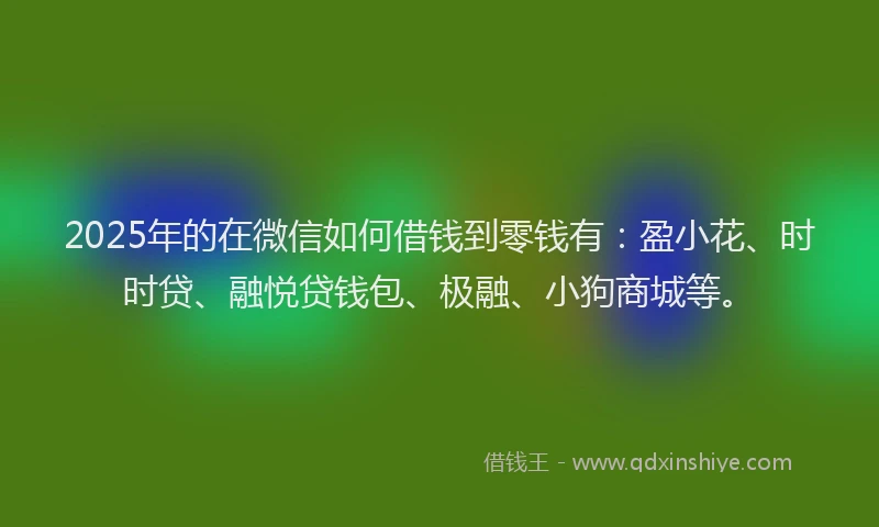 2025年的在微信如何借钱到零钱有：盈小花、时时贷、融悦贷钱包、极融、小狗商城等。