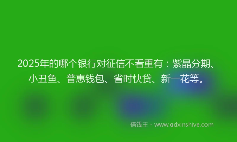 2025年的哪个银行对征信不看重有：紫晶分期、小丑鱼、普惠钱包、省时快贷、新一花等。