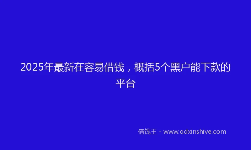2025年最新在容易借钱，概括5个黑户能下款的平台