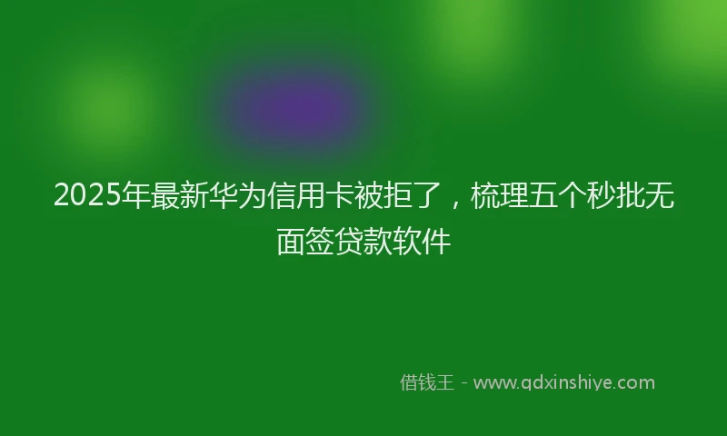 2025年最新华为信用卡被拒了，梳理五个秒批无面签贷款软件