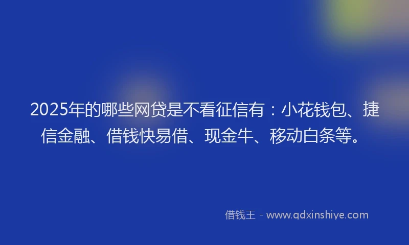 2025年的哪些网贷是不看征信有：小花钱包、捷信金融、借钱快易借、现金牛、移动白条等。