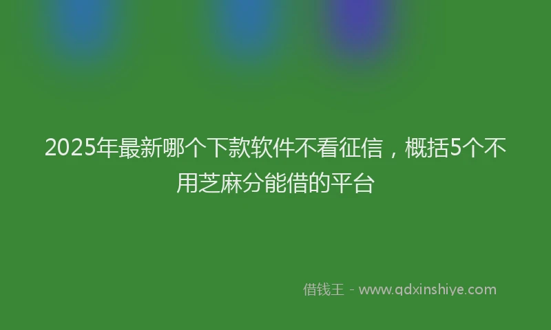 2025年最新哪个下款软件不看征信，概括5个不用芝麻分能借的平台