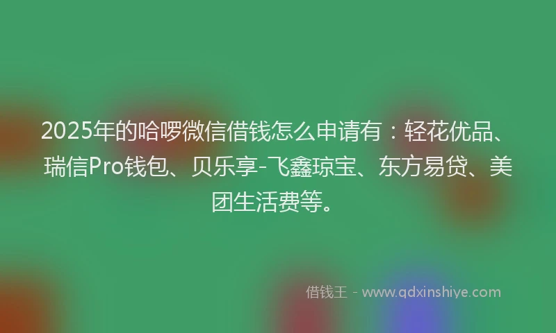 2025年的哈啰微信借钱怎么申请有：轻花优品、瑞信Pro钱包、贝乐享-飞鑫琼宝、东方易贷、美团生活费等。