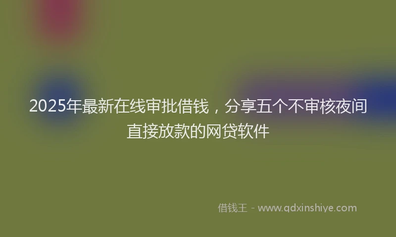 2025年最新在线审批借钱，分享五个不审核夜间直接放款的网贷软件