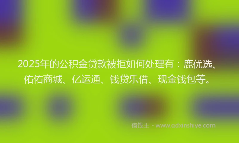 2025年的公积金贷款被拒如何处理有：鹿优选、佑佑商城、亿运通、钱贷乐借、现金钱包等。