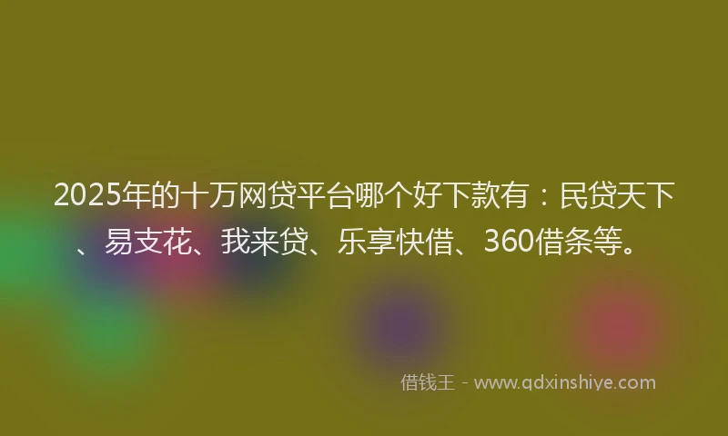 2025年的十万网贷平台哪个好下款有：民贷天下、易支花、我来贷、乐享快借、360借条等。