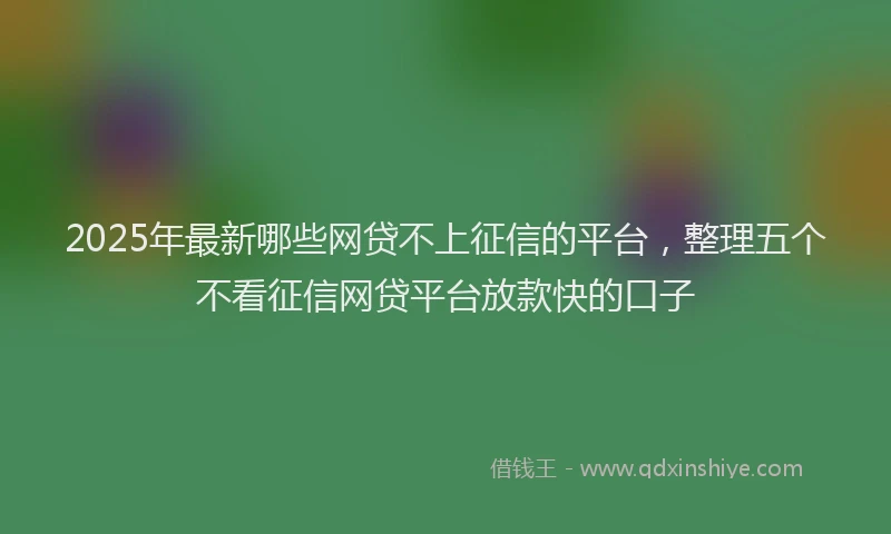 2025年最新哪些网贷不上征信的平台，整理五个不看征信网贷平台放款快的口子