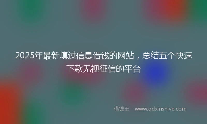 2025年最新填过信息借钱的网站，总结五个快速下款无视征信的平台