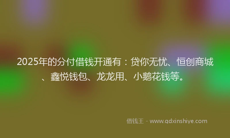 2025年的分付借钱开通有：贷你无忧、恒创商城、鑫悦钱包、龙龙用、小鹅花钱等。