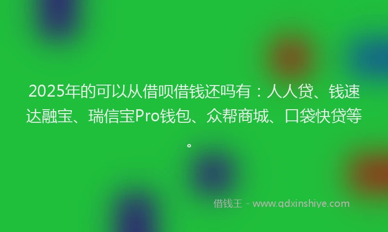2025年的可以从借呗借钱还吗有：人人贷、钱速达融宝、瑞信宝Pro钱包、众帮商城、口袋快贷等。