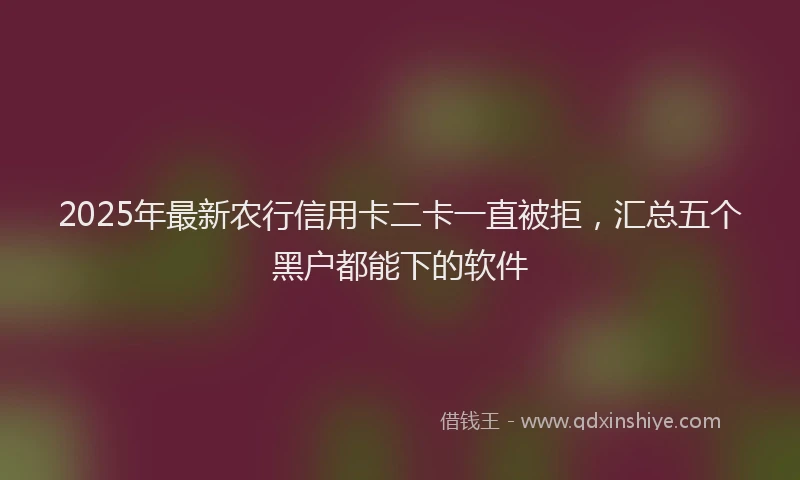 2025年最新农行信用卡二卡一直被拒，汇总五个黑户都能下的软件