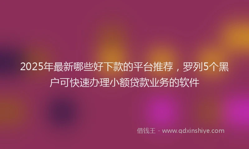2025年最新哪些好下款的平台推荐，罗列5个黑户可快速办理小额贷款业务的软件
