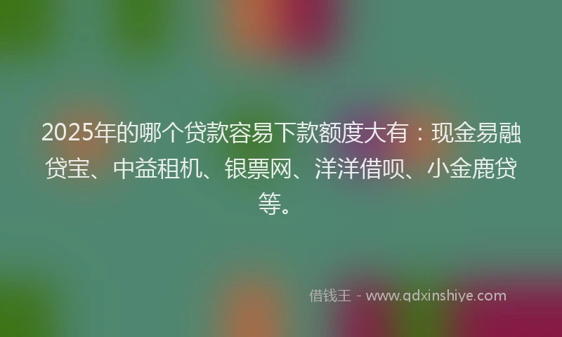 2025年的哪个贷款容易下款额度大有：现金易融贷宝、中益租机、银票网、洋洋借呗、小金鹿贷等。