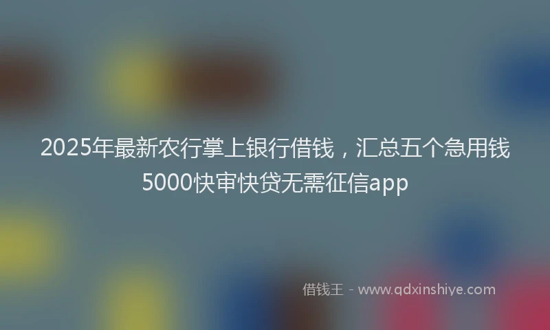 2025年最新农行掌上银行借钱，汇总五个急用钱5000快审快贷无需征信app