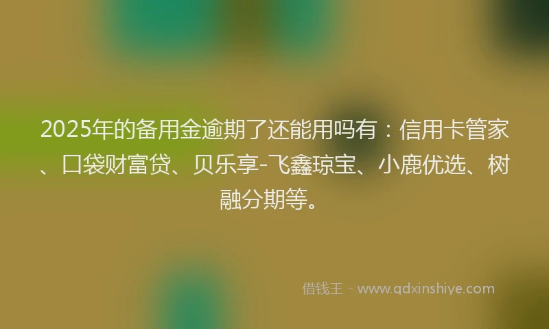 2025年的备用金逾期了还能用吗有：信用卡管家、口袋财富贷、贝乐享-飞鑫琼宝、小鹿优选、树融分期等。