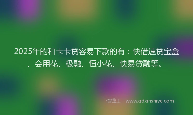 2025年的和卡卡贷容易下款的有：快借速贷宝盒、会用花、极融、恒小花、快易贷融等。