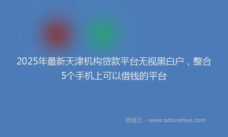 2025年最新天津机构贷款平台无视黑白户，整合5个手机上可以借钱的平台