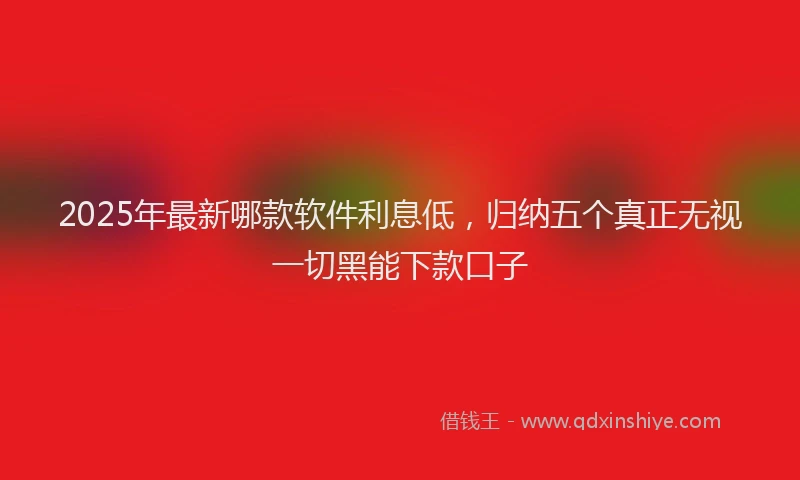 2025年最新哪款软件利息低，归纳五个真正无视一切黑能下款口子