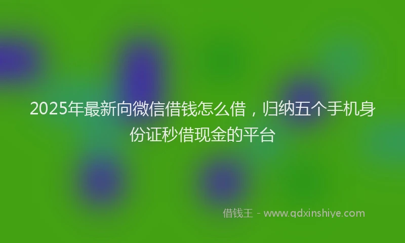 2025年最新向微信借钱怎么借，归纳五个手机身份证秒借现金的平台