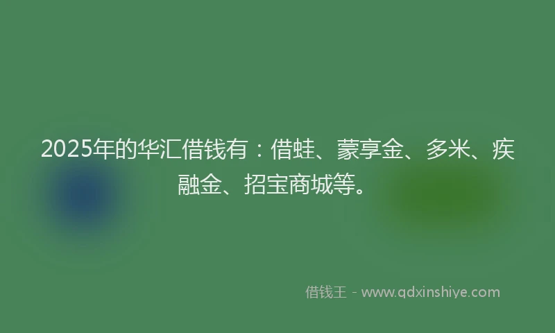 2025年的华汇借钱有：借蛙、蒙享金、多米、疾融金、招宝商城等。