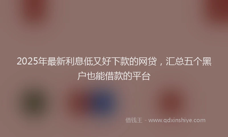 2025年最新利息低又好下款的网贷，汇总五个黑户也能借款的平台