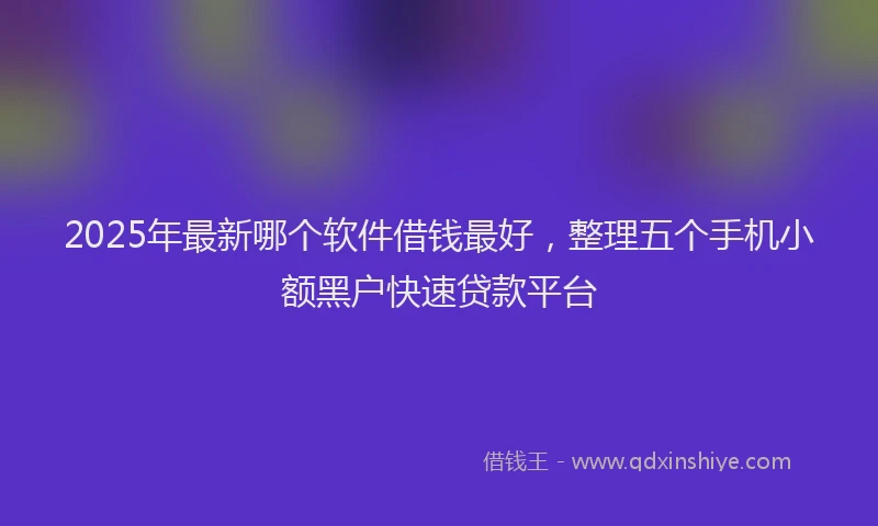 2025年最新哪个软件借钱最好，整理五个手机小额黑户快速贷款平台
