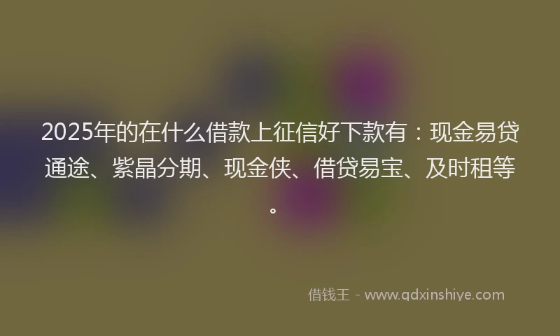2025年的在什么借款上征信好下款有：现金易贷通途、紫晶分期、现金侠、借贷易宝、及时租等。