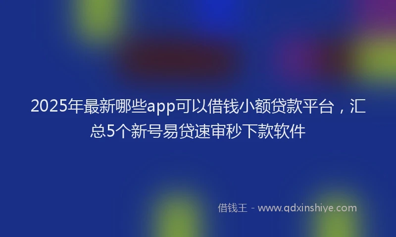 2025年最新哪些app可以借钱小额贷款平台，汇总5个新号易贷速审秒下款软件