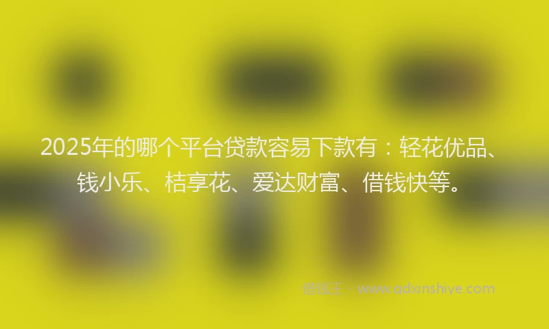 2025年的哪个平台贷款容易下款有：轻花优品、钱小乐、桔享花、爱达财富、借钱快等。