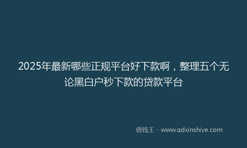 2025年最新哪些正规平台好下款啊，整理五个无论黑白户秒下款的贷款平台