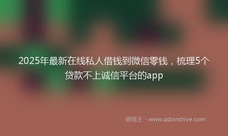 2025年最新在线私人借钱到微信零钱，梳理5个贷款不上诚信平台的app