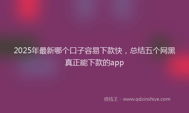 2025年最新哪个口子容易下款快，总结五个网黑真正能下款的app