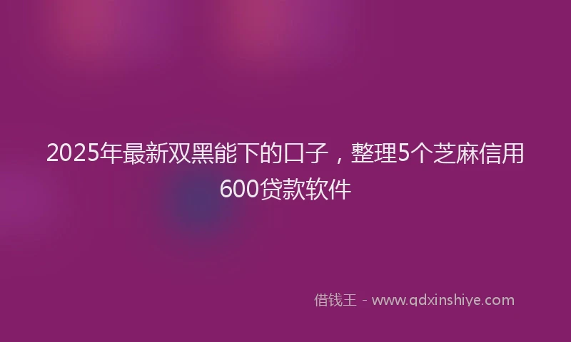 2025年最新双黑能下的口子，整理5个芝麻信用600贷款软件