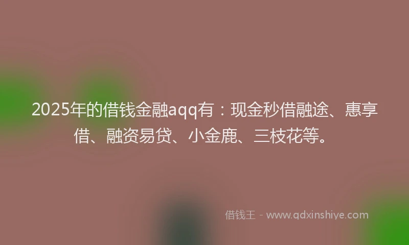 2025年的借钱金融aqq有：现金秒借融途、惠享借、融资易贷、小金鹿、三枝花等。