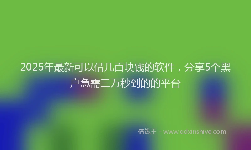 2025年最新可以借几百块钱的软件，分享5个黑户急需三万秒到的的平台