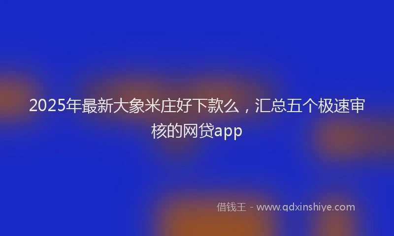 2025年最新大象米庄好下款么，汇总五个极速审核的网贷app