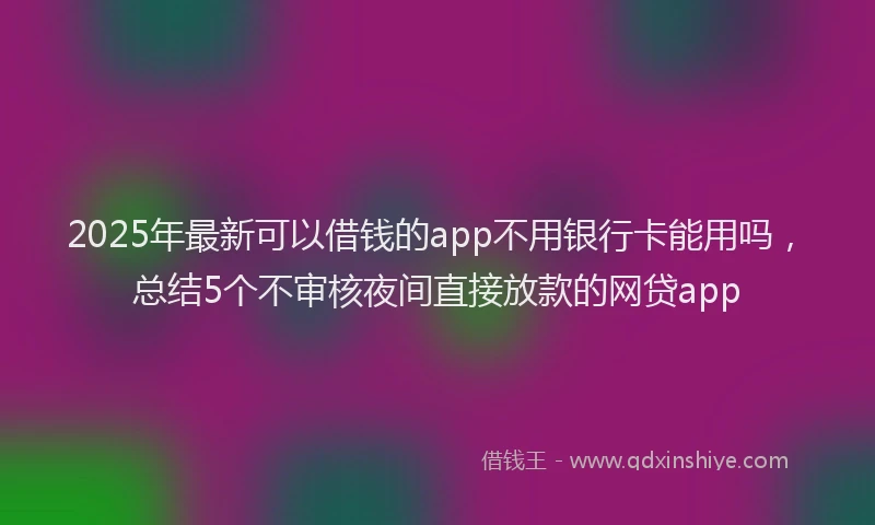 2025年最新可以借钱的app不用银行卡能用吗，总结5个不审核夜间直接放款的网贷app