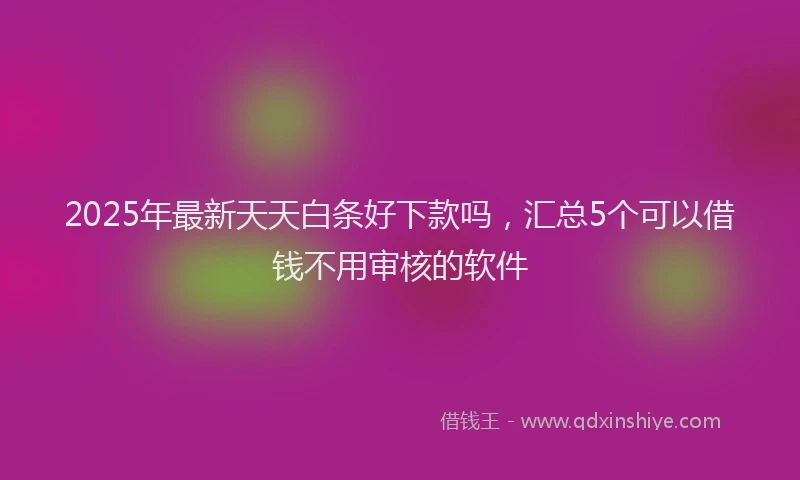 2025年最新天天白条好下款吗，汇总5个可以借钱不用审核的软件