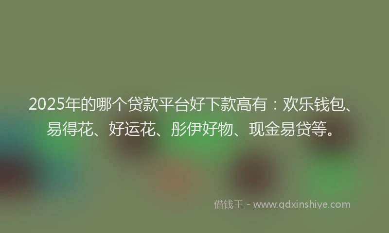 2025年的哪个贷款平台好下款高有：欢乐钱包、易得花、好运花、彤伊好物、现金易贷等。