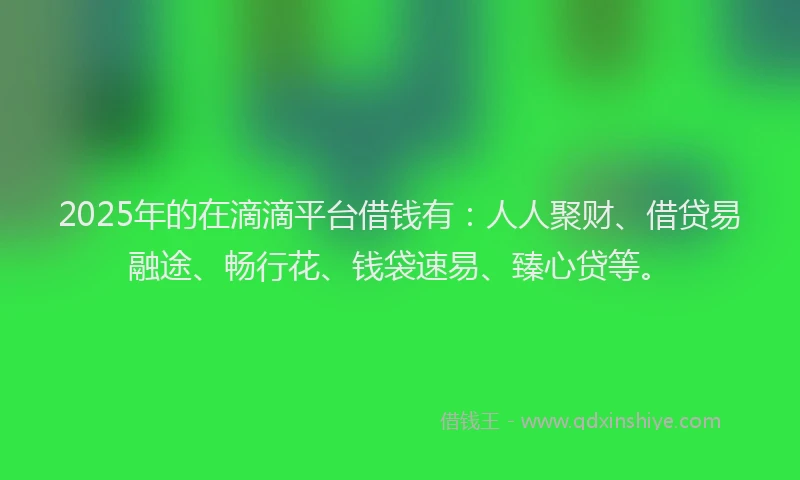 2025年的在滴滴平台借钱有：人人聚财、借贷易融途、畅行花、钱袋速易、臻心贷等。