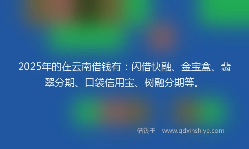 2025年的在云南借钱有：闪借快融、金宝盒、翡翠分期、口袋信用宝、树融分期等。