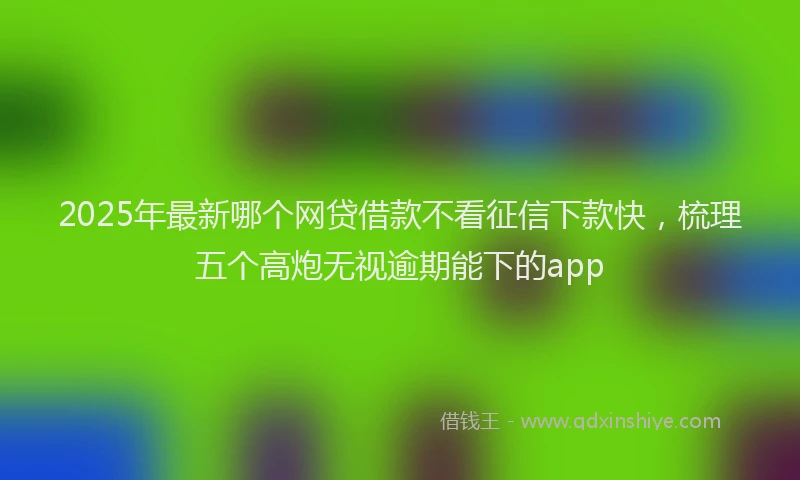 2025年最新哪个网贷借款不看征信下款快，梳理五个高炮无视逾期能下的app