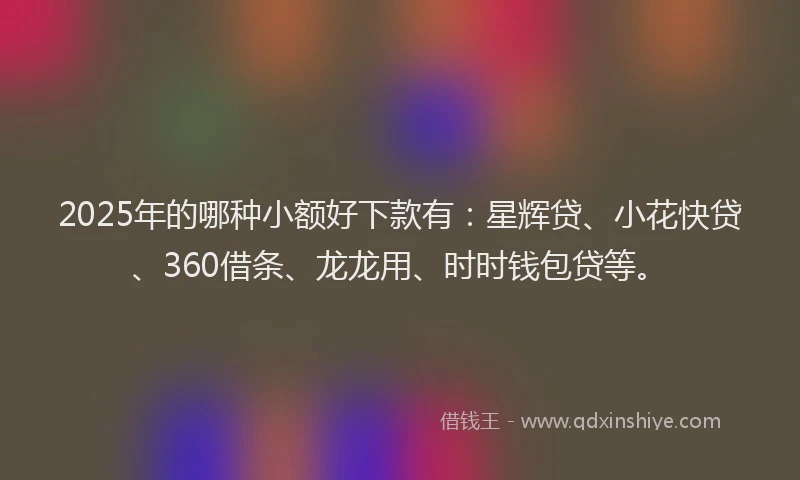 2025年的哪种小额好下款有：星辉贷、小花快贷、360借条、龙龙用、时时钱包贷等。