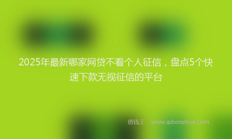 2025年最新哪家网贷不看个人征信，盘点5个快速下款无视征信的平台