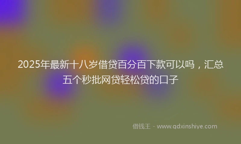 2025年最新十八岁借贷百分百下款可以吗，汇总五个秒批网贷轻松贷的口子