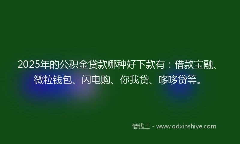 2025年的公积金贷款哪种好下款有：借款宝融、微粒钱包、闪电购、你我贷、哆哆贷等。