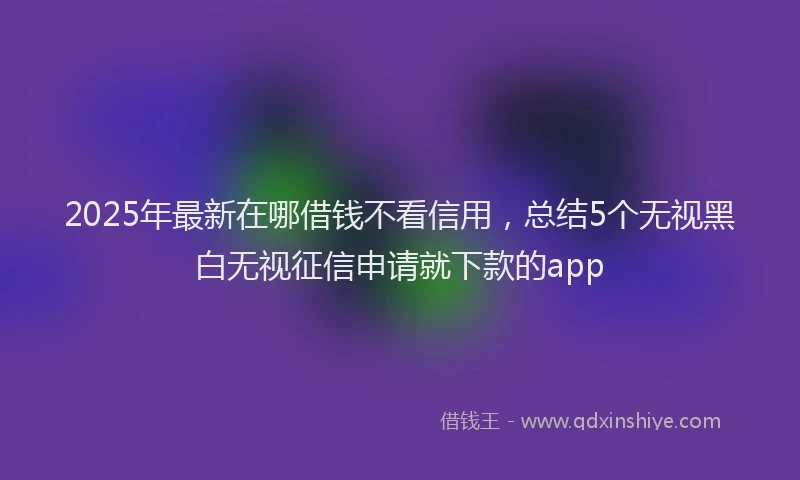 2025年最新在哪借钱不看信用，总结5个无视黑白无视征信申请就下款的app